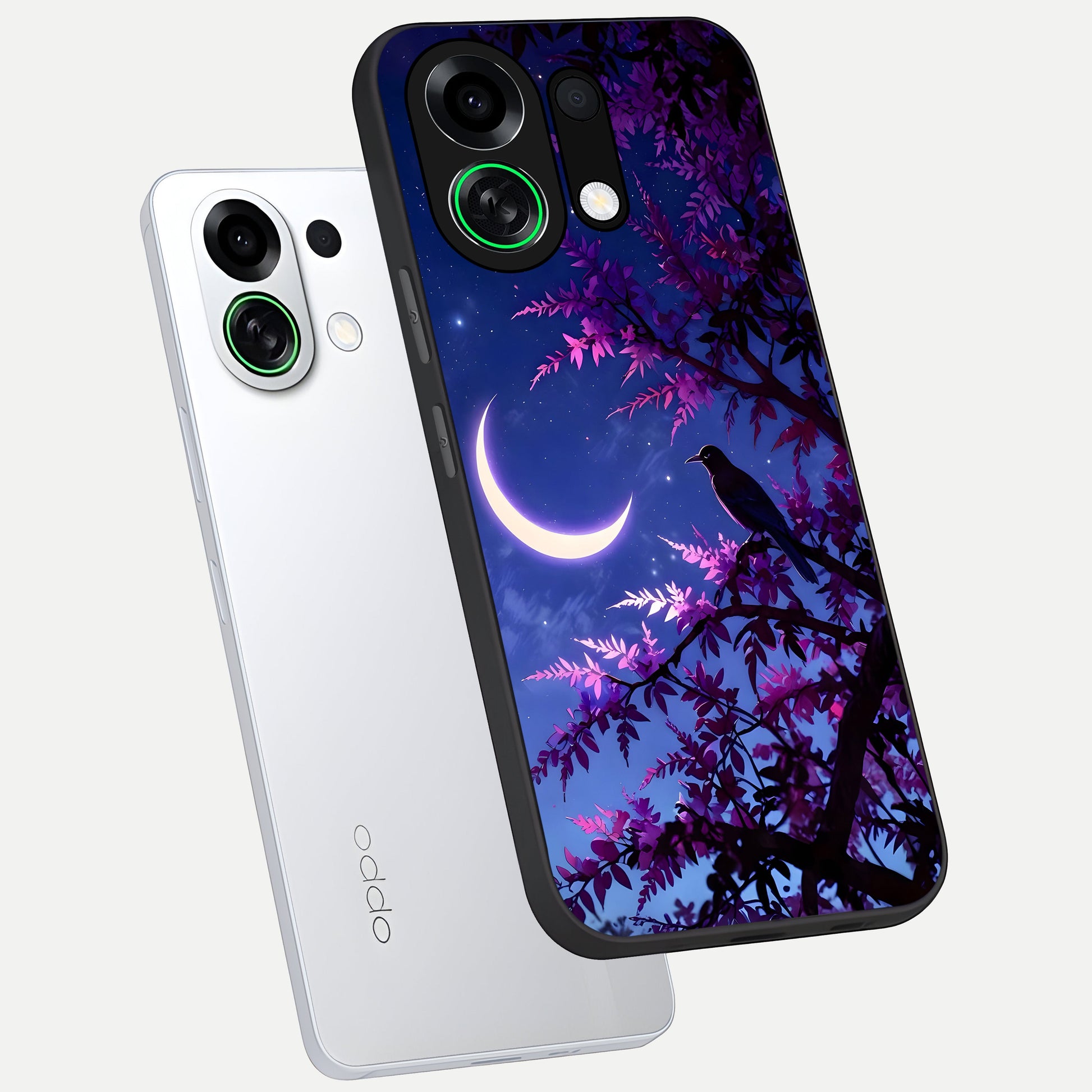  Crow And Moon Scenery phone case For Oppo K13 Turbo showing premium glass back cover with detailed artwork
