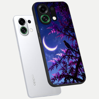  Crow And Moon Scenery phone case For Oppo K13 Turbo showing premium glass back cover with detailed artwork