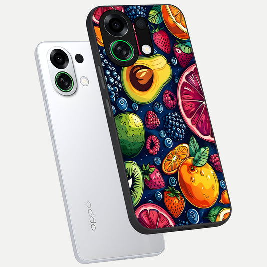  Cute Fruits Art phone case For Oppo K13 Turbo showing premium glass back cover with detailed artwork