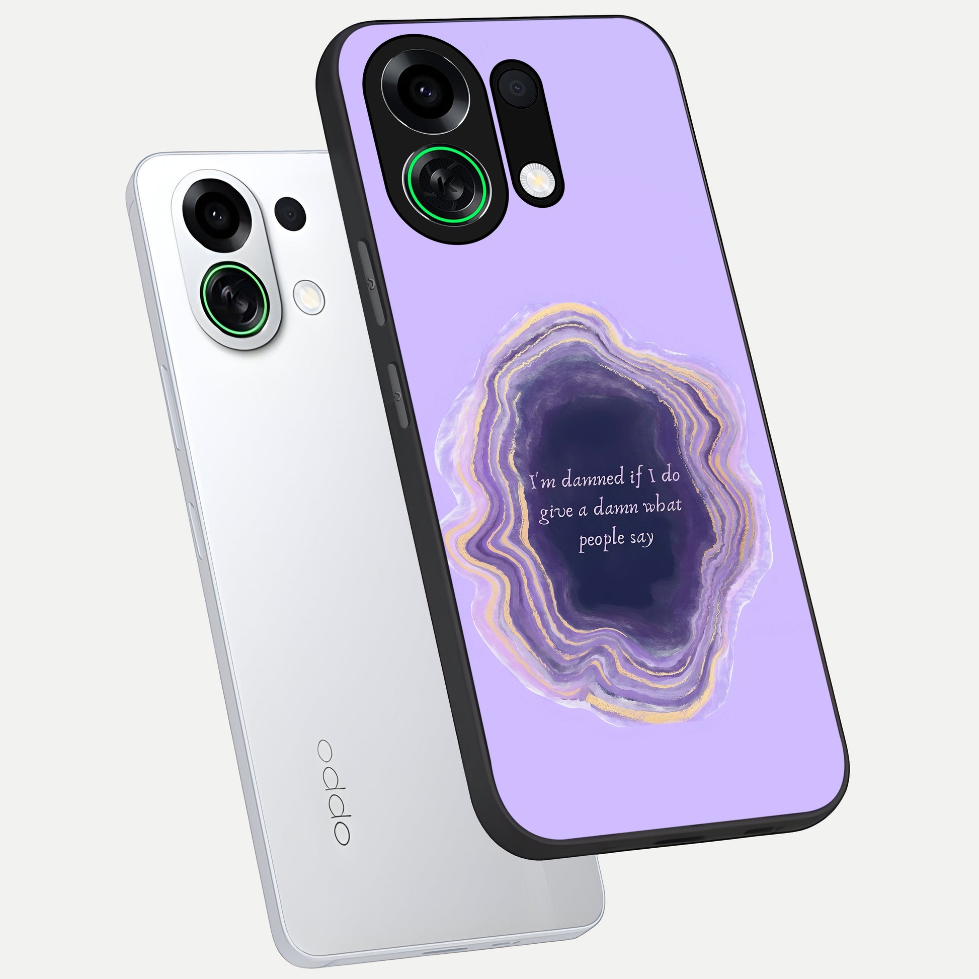  Damned People Quote phone case For Oppo K13 Turbo showing premium glass back cover with detailed artwork