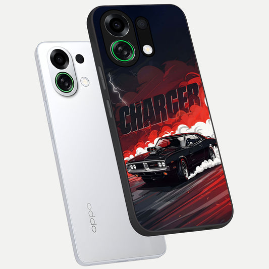  Dark Charger Fury phone case For Oppo K13 Turbo showing premium glass back cover with detailed artwork