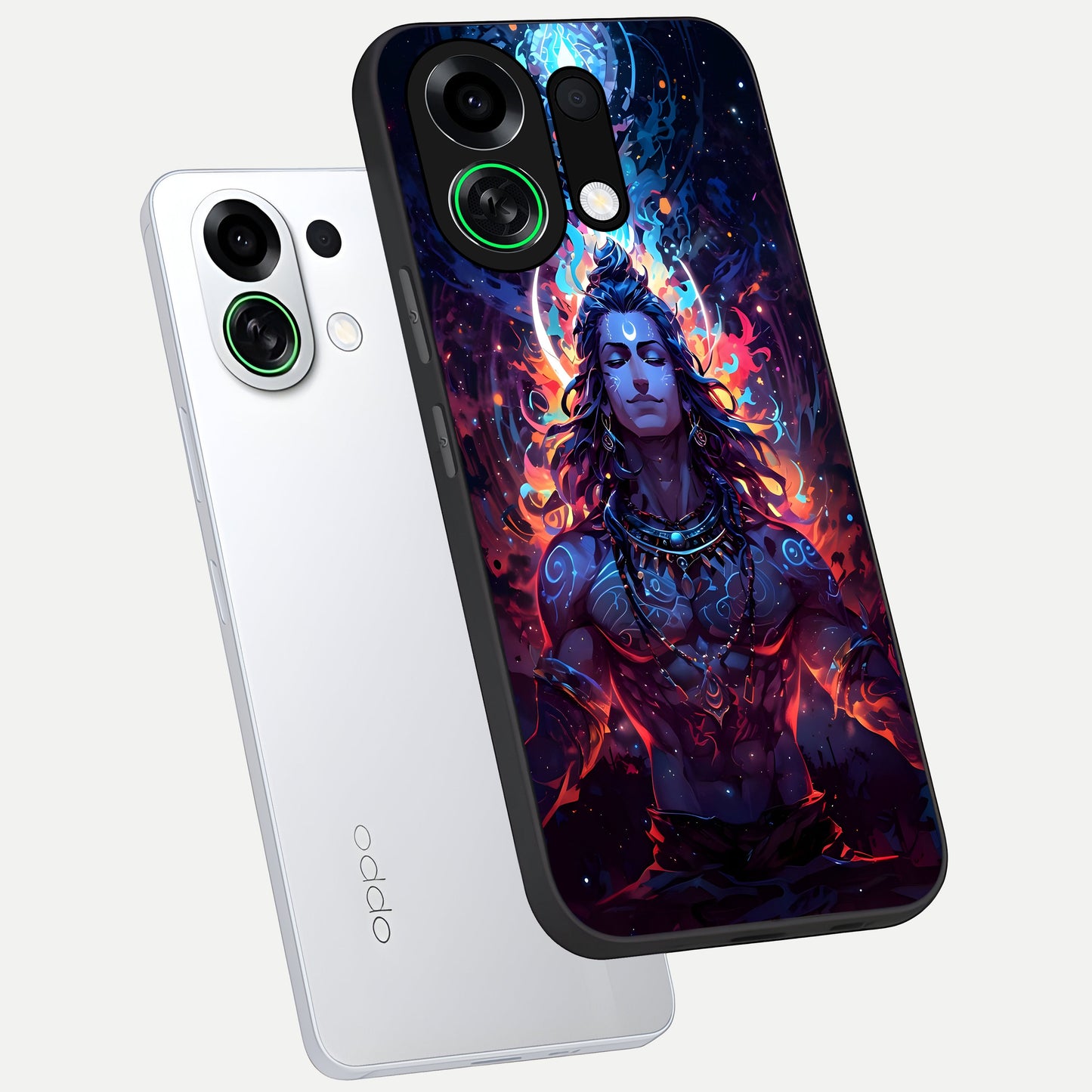  Divine Fire Shiv phone case For Oppo K13 Turbo showing premium glass back cover with detailed artwork