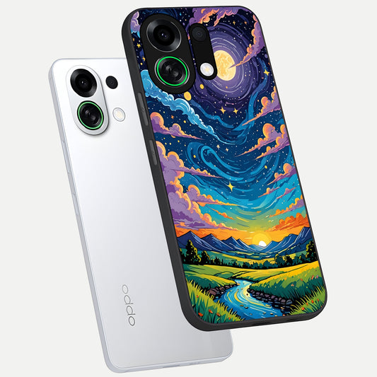  Dreamy Night Landscape phone case For Oppo K13 Turbo showing premium glass back cover with detailed artwork