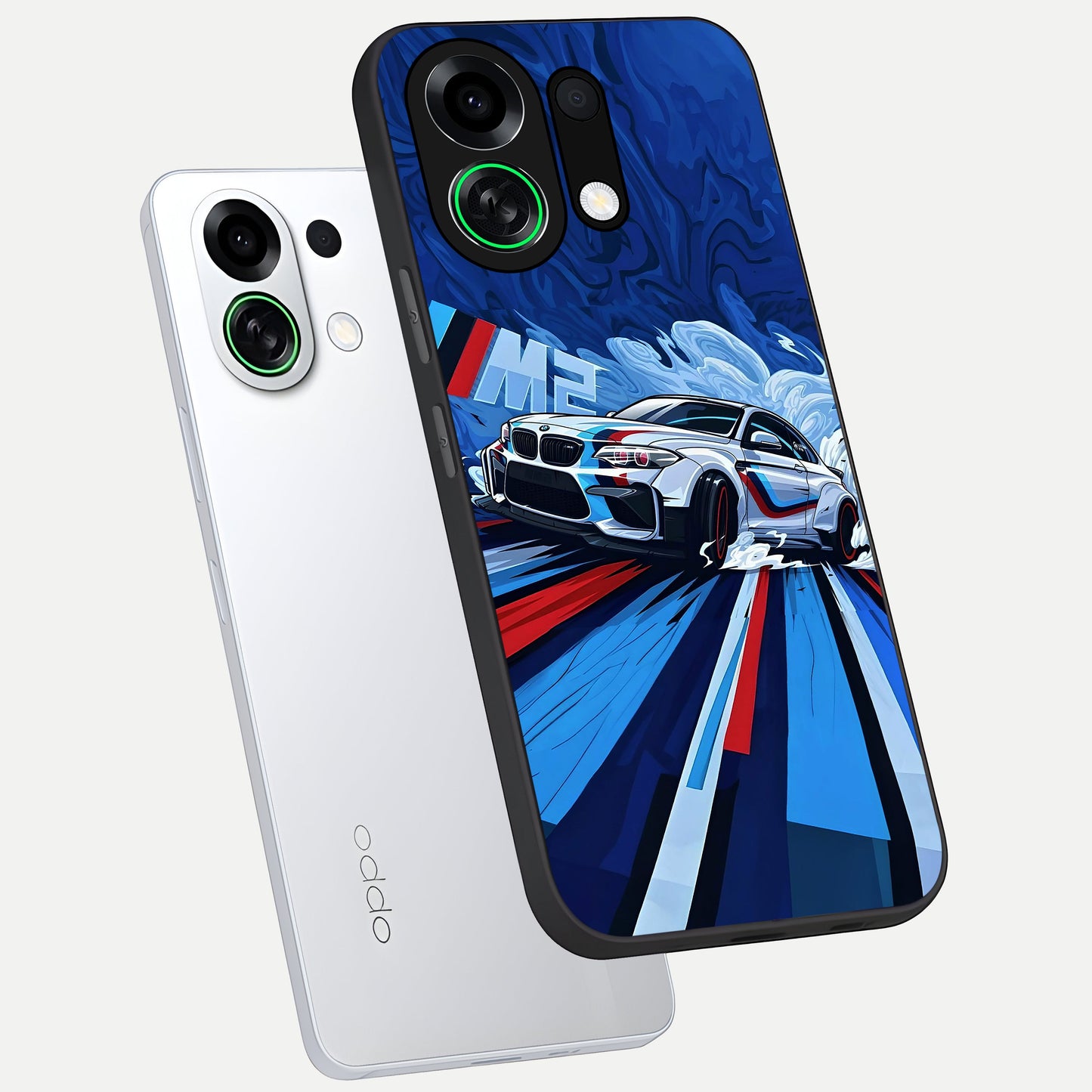  Drift Power Rush phone case For Oppo K13 Turbo showing premium glass back cover with detailed artwork
