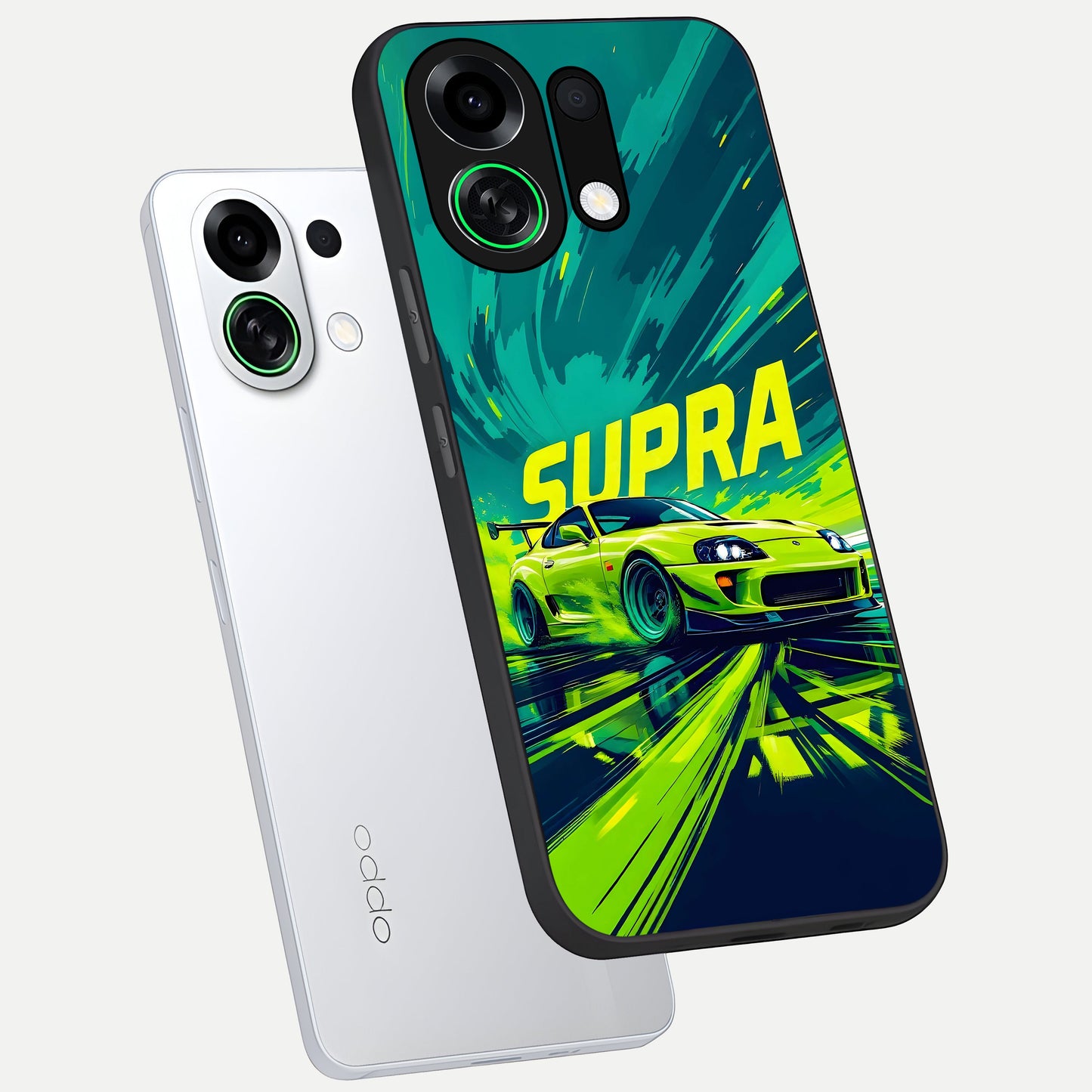  Electric Supra Thunder phone case For Oppo K13 Turbo showing premium glass back cover with detailed artwork