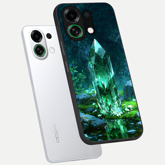  Emerald Light Crystal phone case For Oppo K13 Turbo showing premium glass back cover with detailed artwork