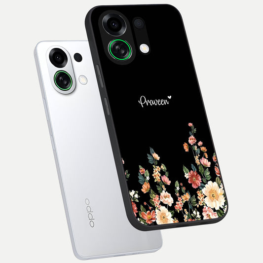  Floral Design Personalized Custom Name phone case For Oppo K13 Turbo showing premium glass back cover with detailed artwork