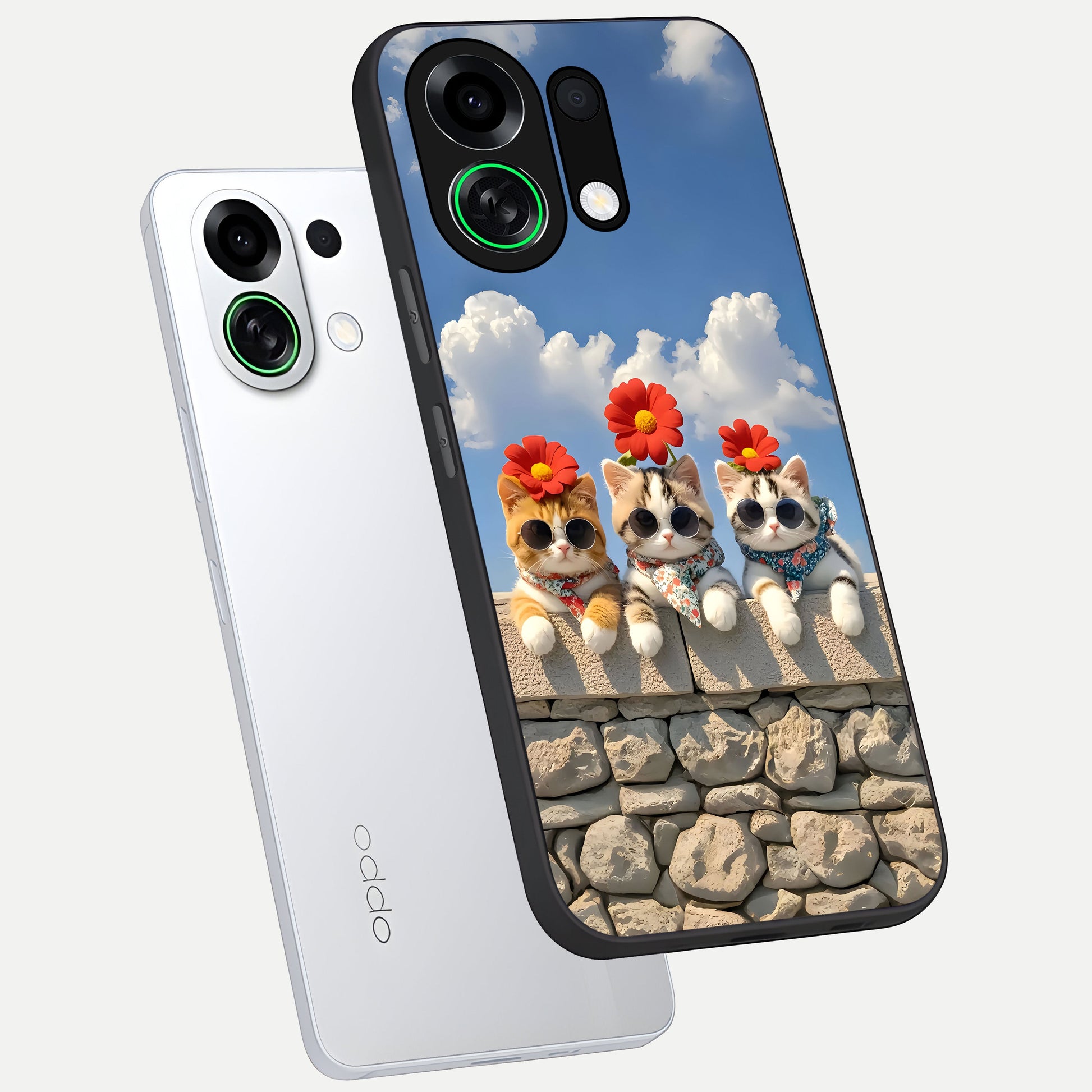  Floral Kitty Squad phone case For Oppo K13 Turbo showing premium glass back cover with detailed artwork
