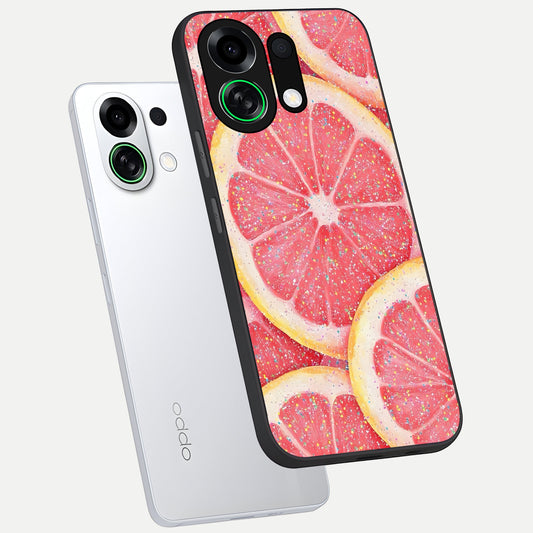  Glitter Grapefruit phone case For Oppo K13 Turbo showing premium glass back cover with detailed artwork