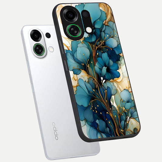  Golden Bloom Symphony phone case For Oppo K13 Turbo showing premium glass back cover with detailed artwork