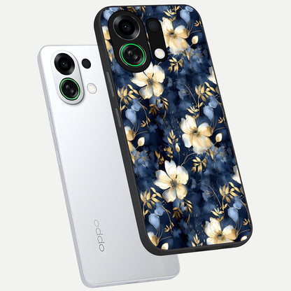 Golden Midnight Bloom phone case For Oppo K13 Turbo showing premium glass back cover with detailed artwork