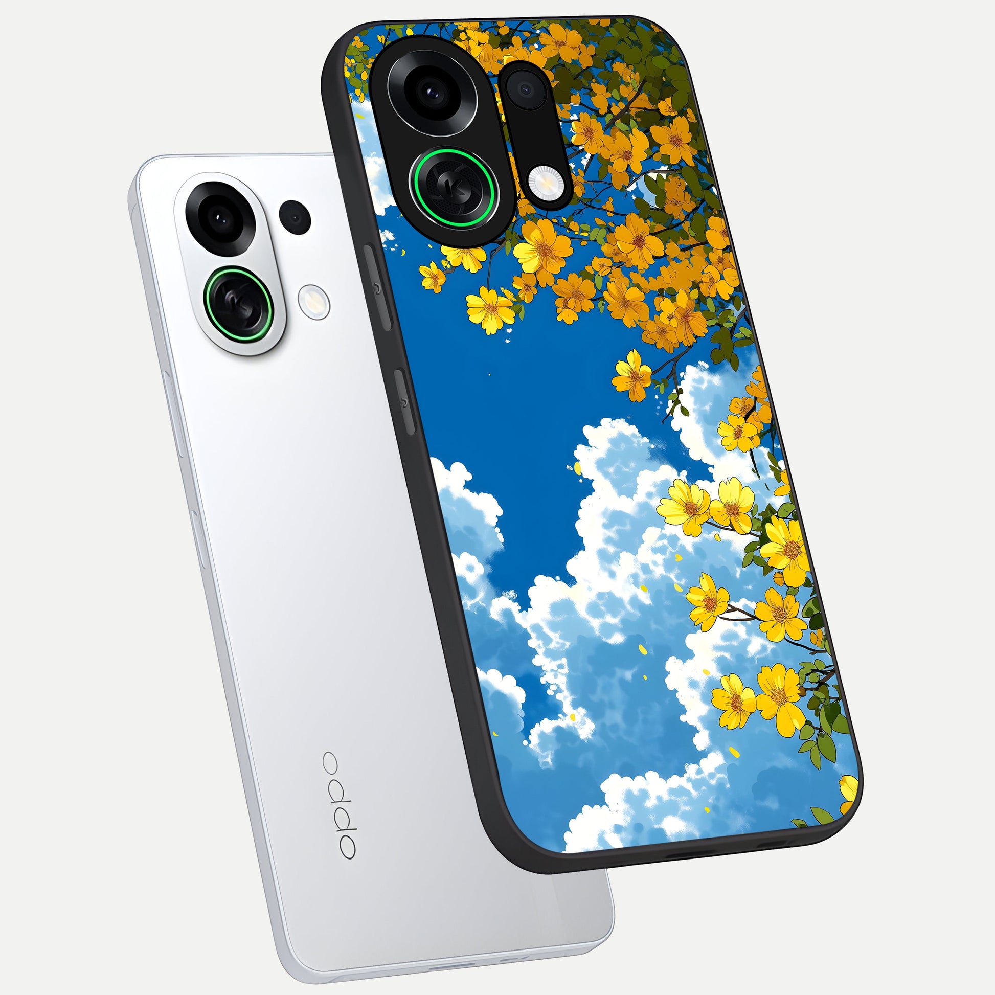  Golden Petal Sky phone case For Oppo K13 Turbo showing premium glass back cover with detailed artwork