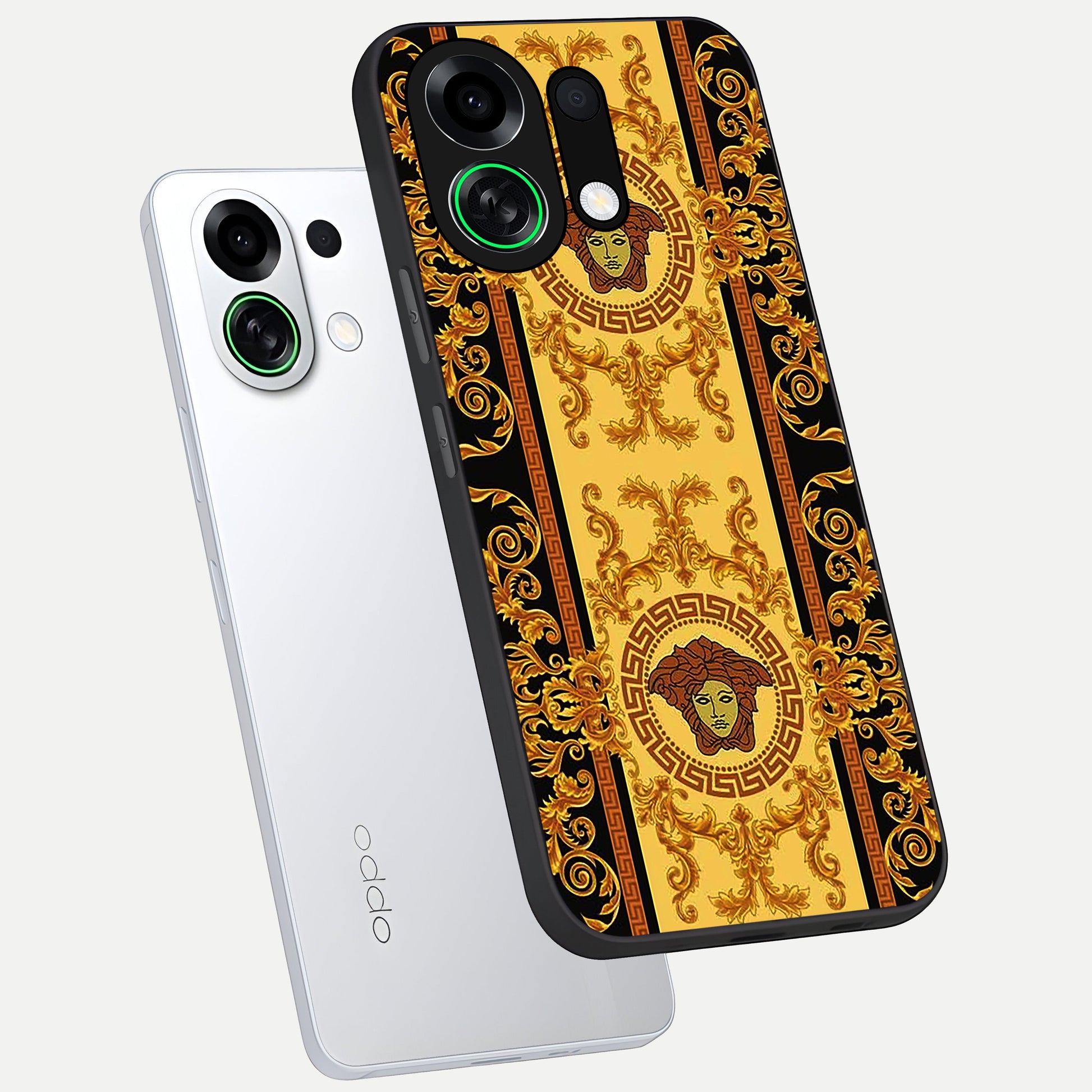  Golden Royal Heritage phone case For Oppo K13 Turbo showing premium glass back cover with detailed artwork