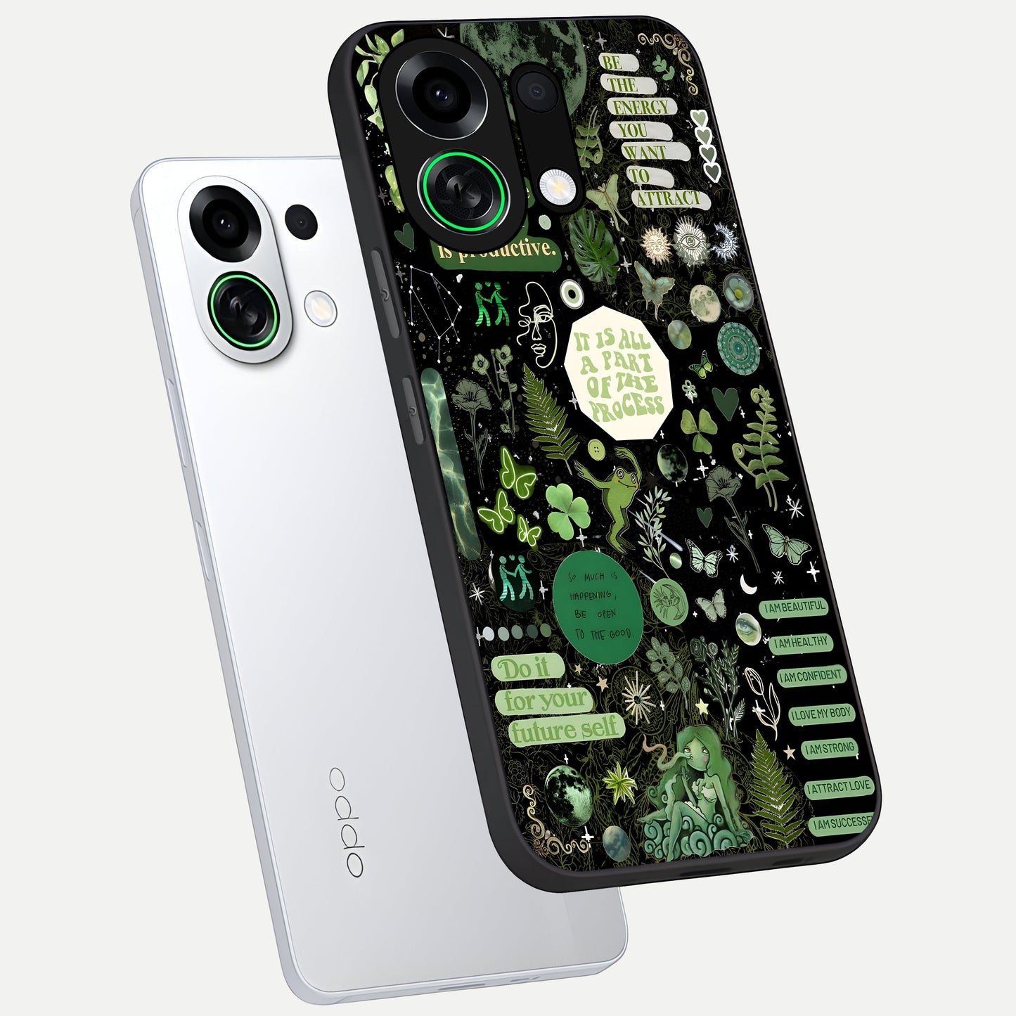  Green Mandala Pattern phone case For Oppo K13 Turbo showing premium glass back cover with detailed artwork