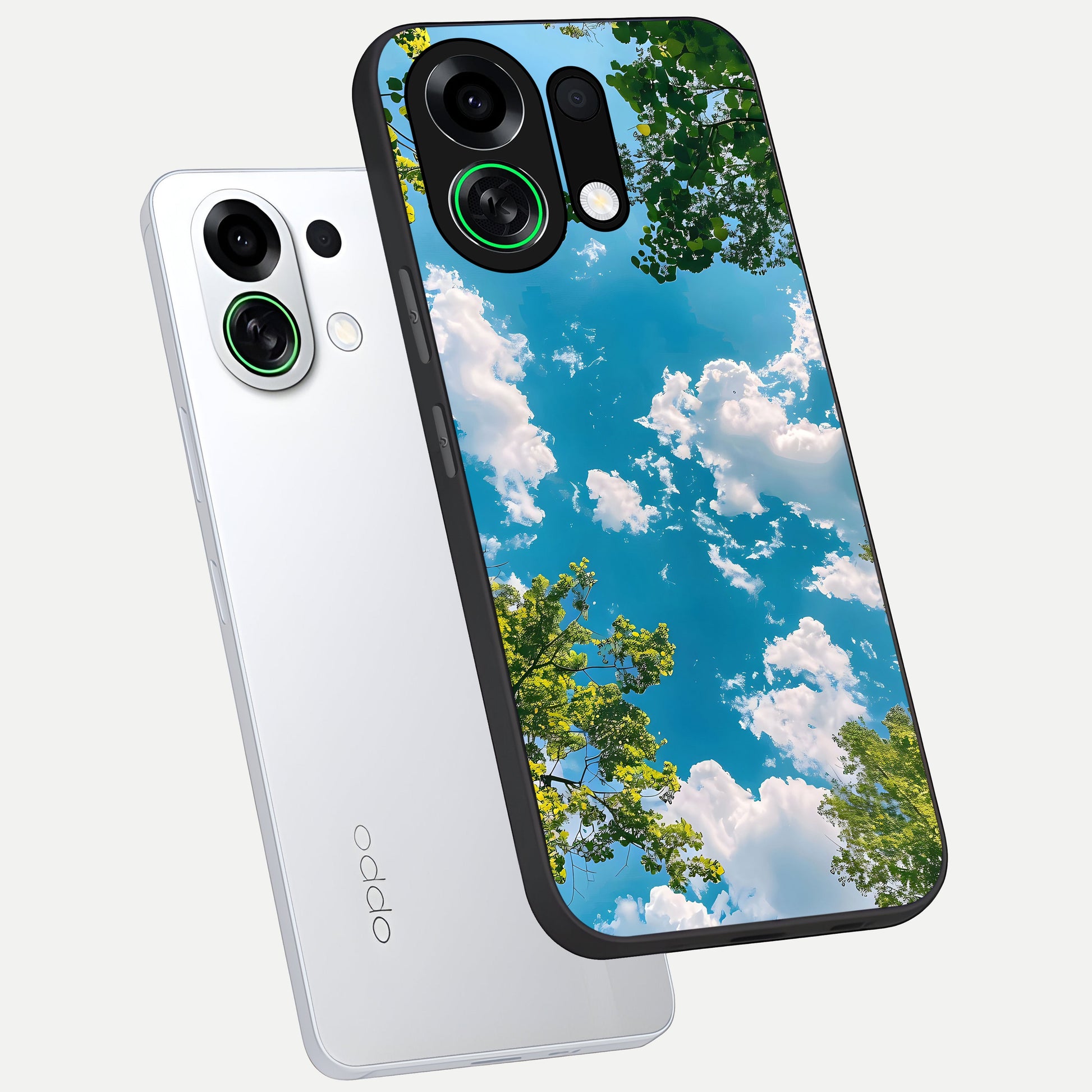  Green Moon Energy phone case For Oppo K13 Turbo showing premium glass back cover with detailed artwork