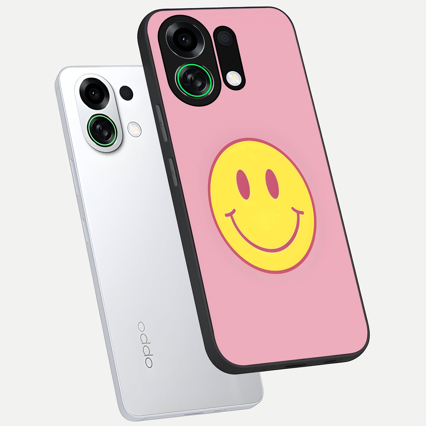  Happy Pink Mood phone case For Oppo K13 Turbo showing premium glass back cover with detailed artwork