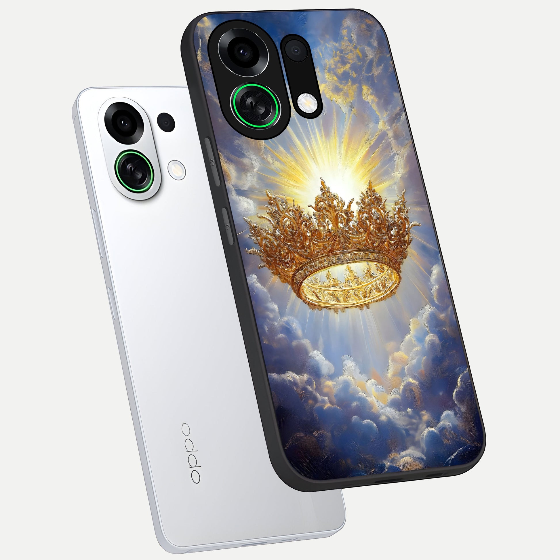  Heavenly Crown Light phone case For Oppo K13 Turbo showing premium glass back cover with detailed artwork