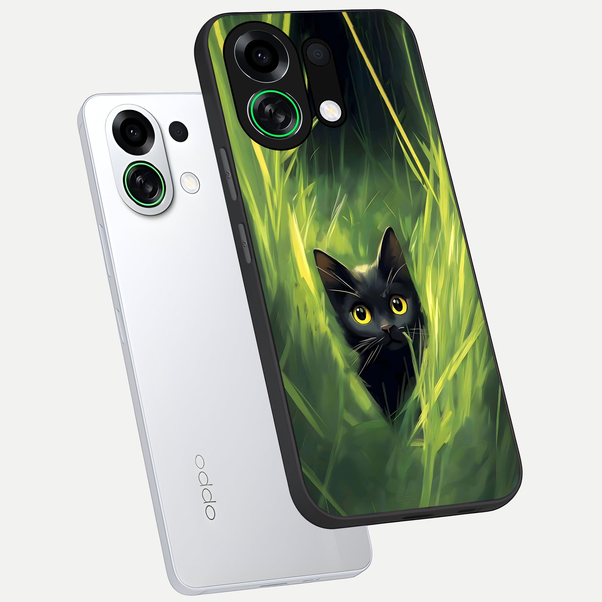  Hidden Cat Whisper phone case For Oppo K13 Turbo showing premium glass back cover with detailed artwork