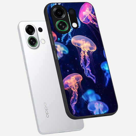  Jellyfish Pattern phone case For Oppo K13 Turbo showing premium glass back cover with detailed artwork