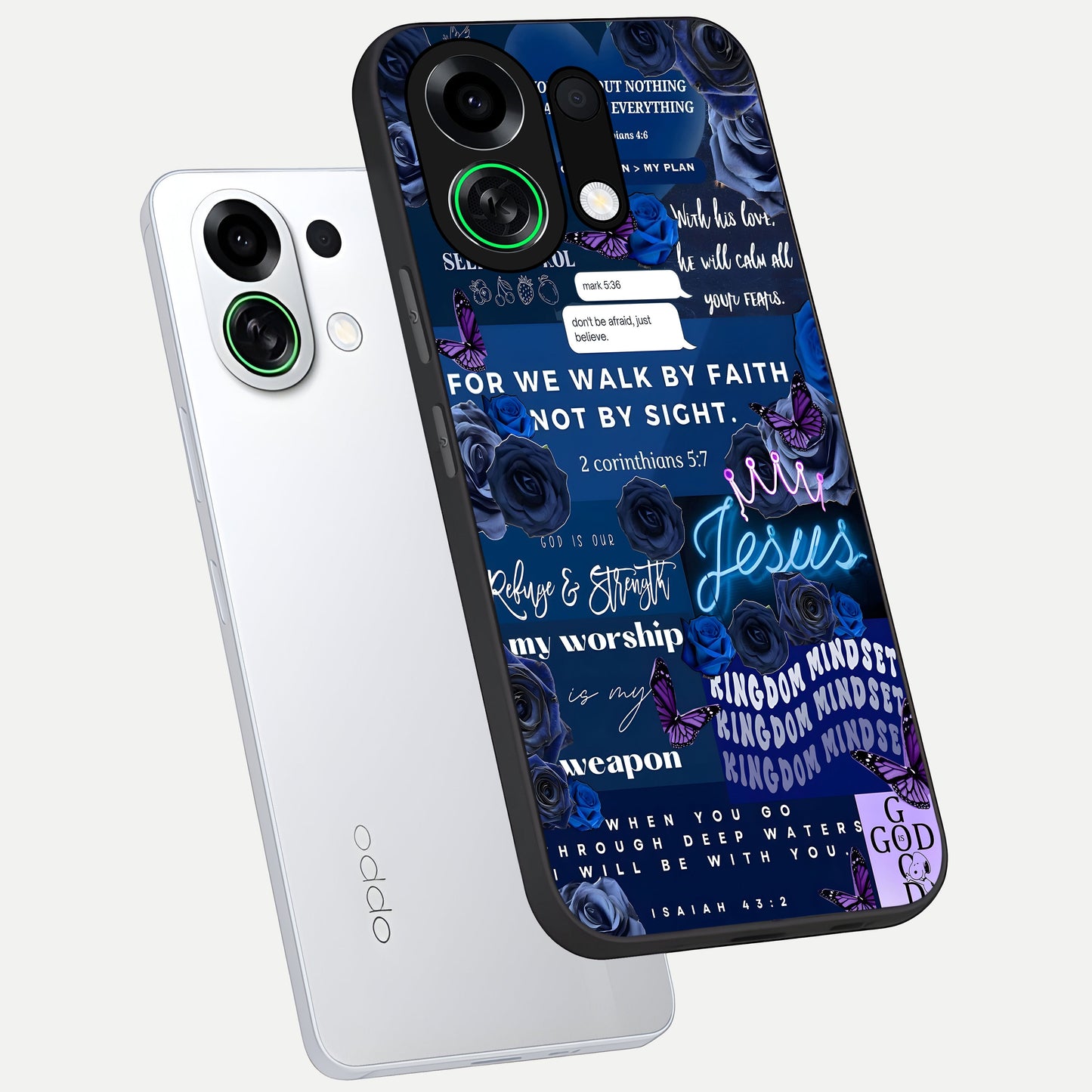  Kingdom Faith Glow phone case For Oppo K13 Turbo showing premium glass back cover with detailed artwork