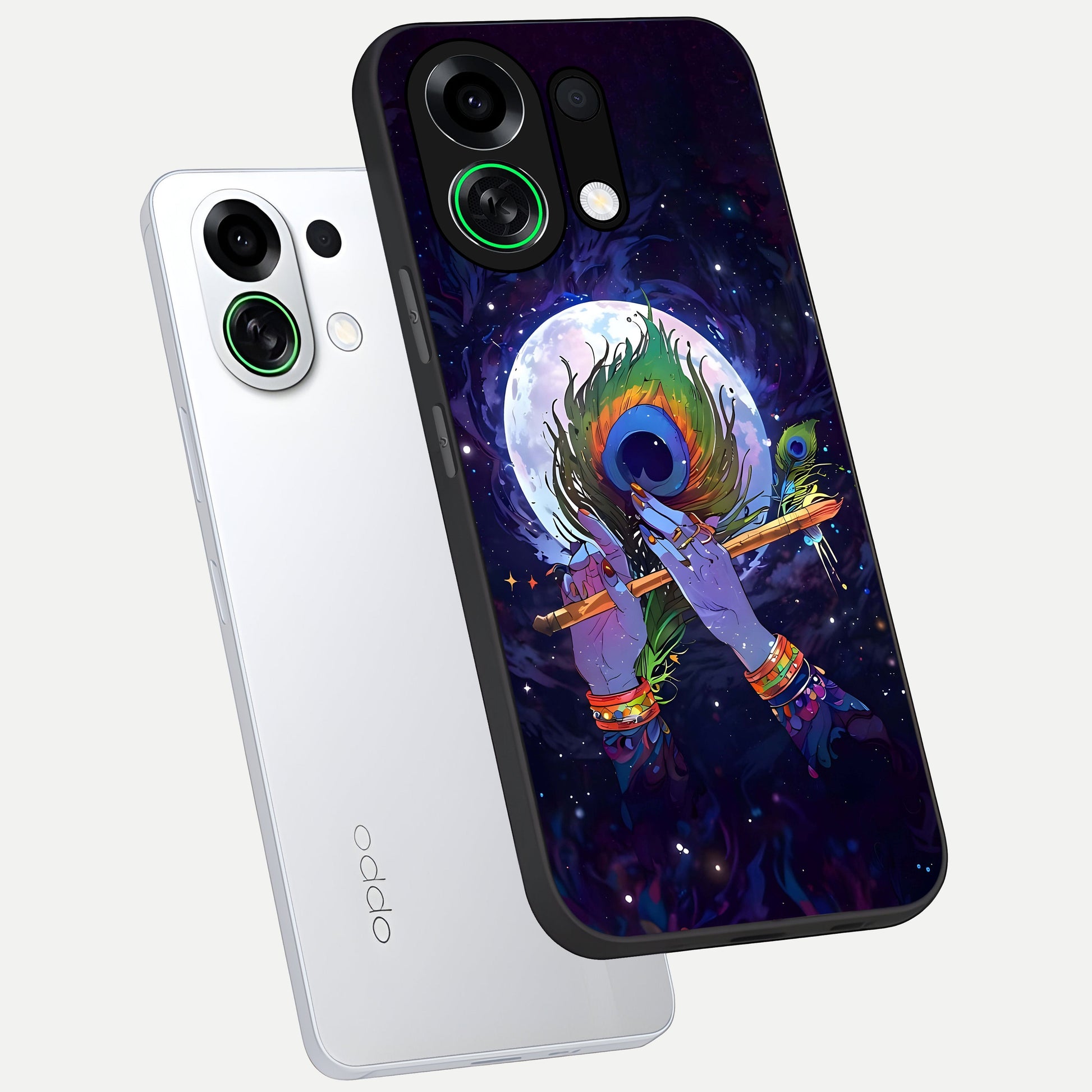  Krishna Hands Art phone case For Oppo K13 Turbo showing premium glass back cover with detailed artwork