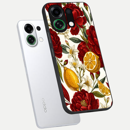  Lemon Rose Charm phone case For Oppo K13 Turbo showing premium glass back cover with detailed artwork