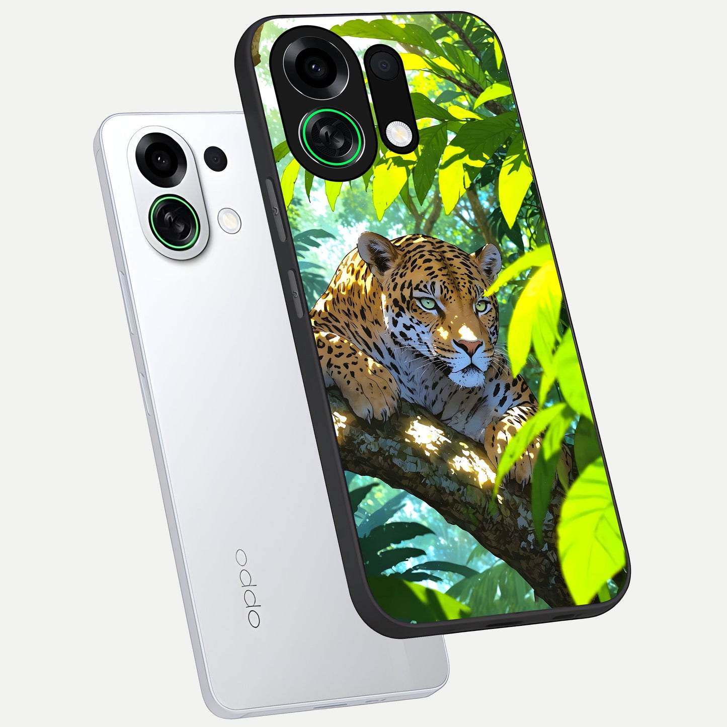  Leopard in Jungle phone case For Oppo K13 Turbo showing premium glass back cover with detailed artwork