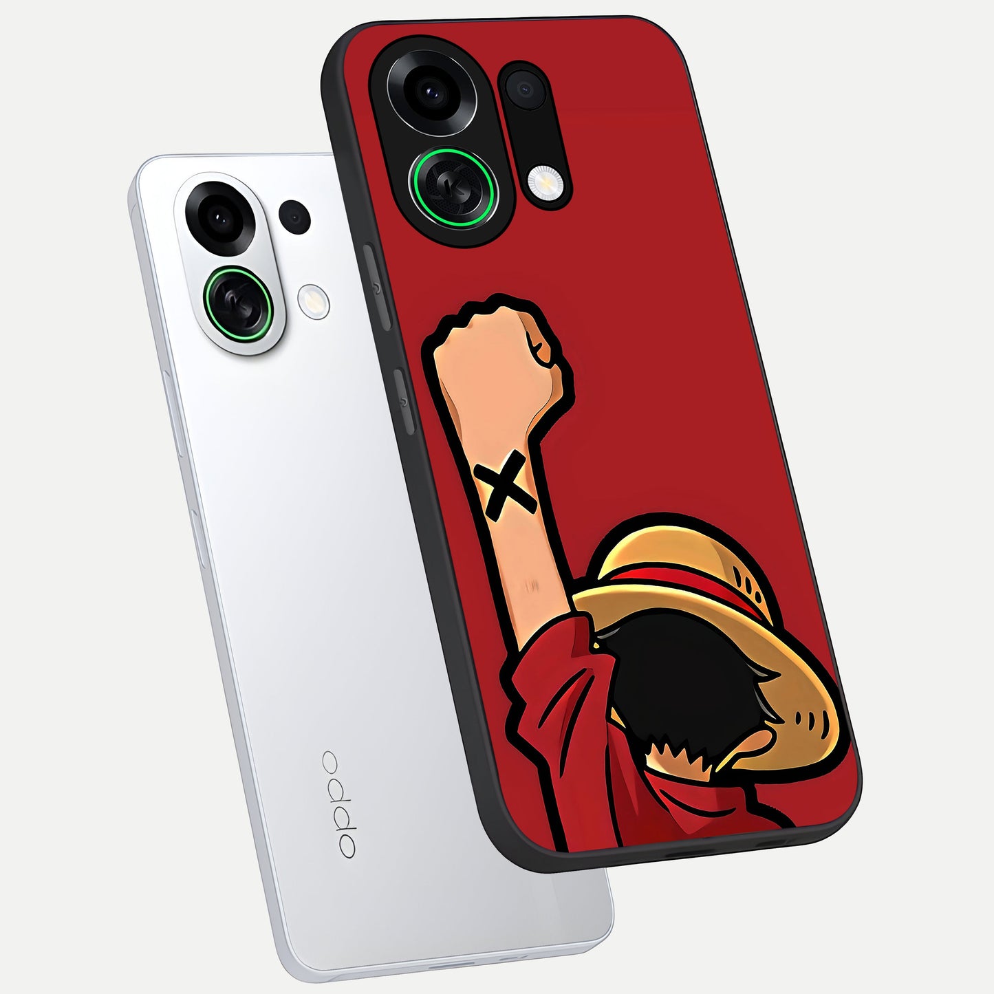  Luffy X Spirit phone case For Oppo K13 Turbo showing premium glass back cover with detailed artwork