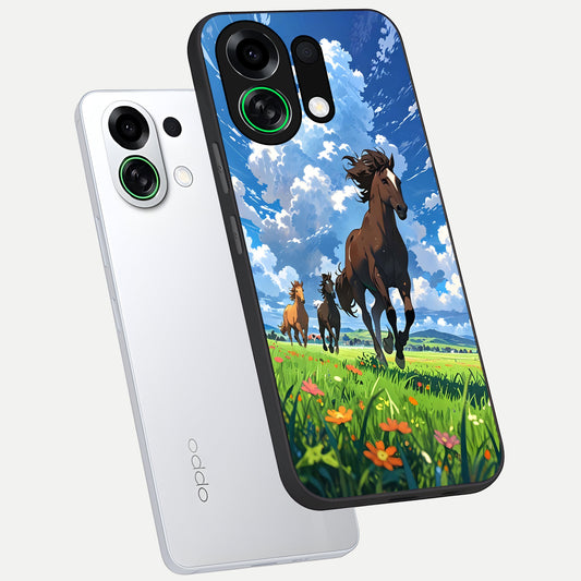 Majestic Horses Galloping phone case For Oppo K13 Turbo showing premium glass back cover with detailed artwork