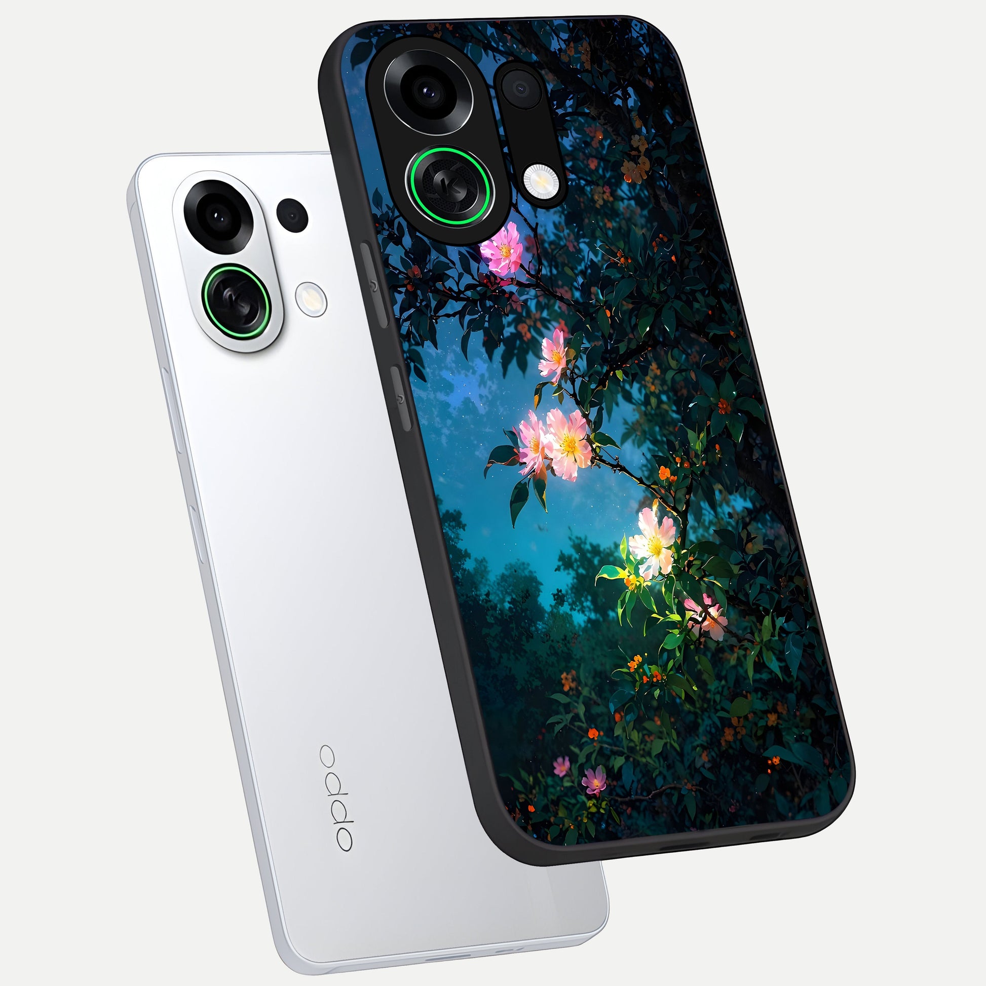  Midnight Bloom Glow phone case For Oppo K13 Turbo showing premium glass back cover with detailed artwork