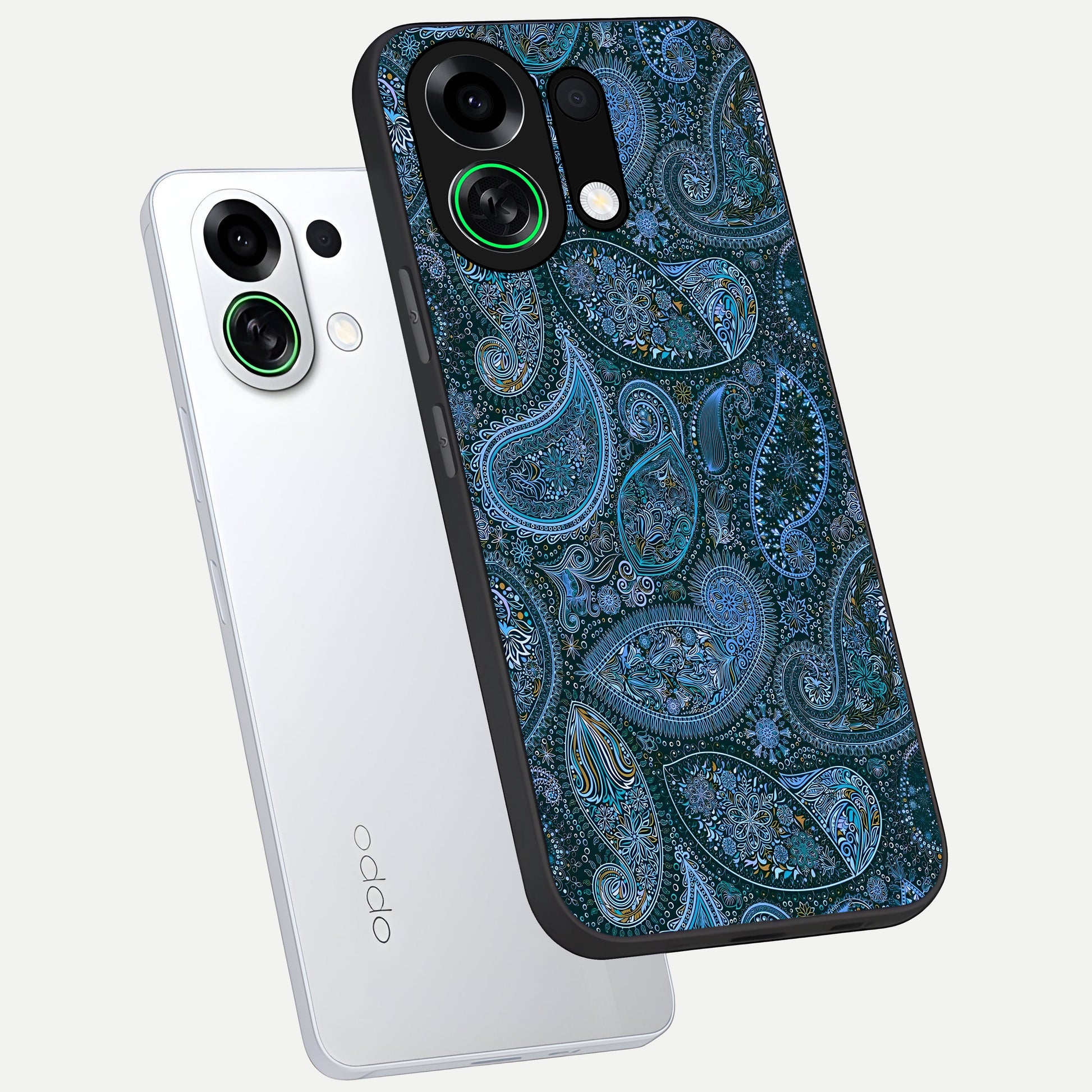  Midnight Paisley Glow phone case For Oppo K13 Turbo showing premium glass back cover with detailed artwork