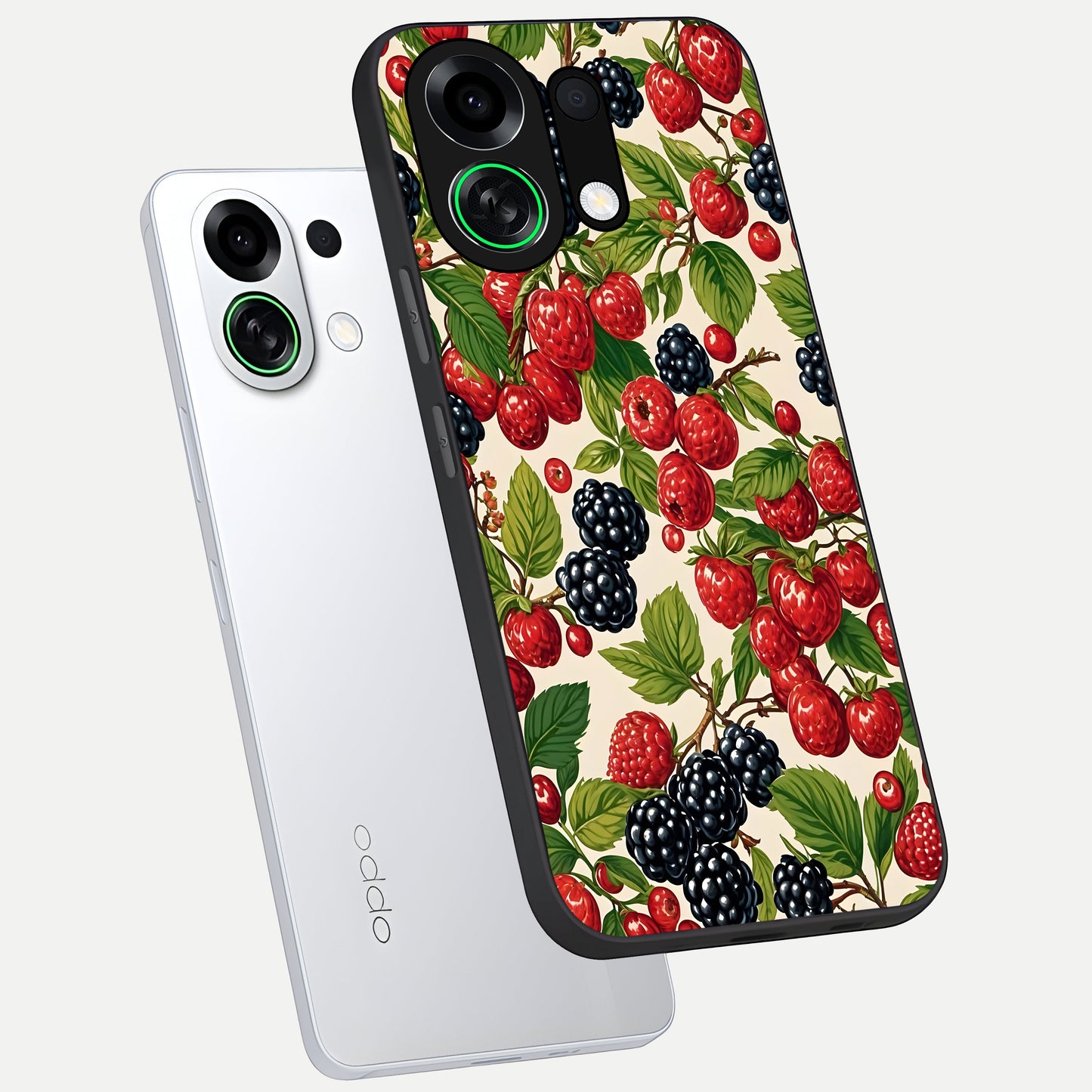  Mixed Berry Collage phone case For Oppo K13 Turbo showing premium glass back cover with detailed artwork