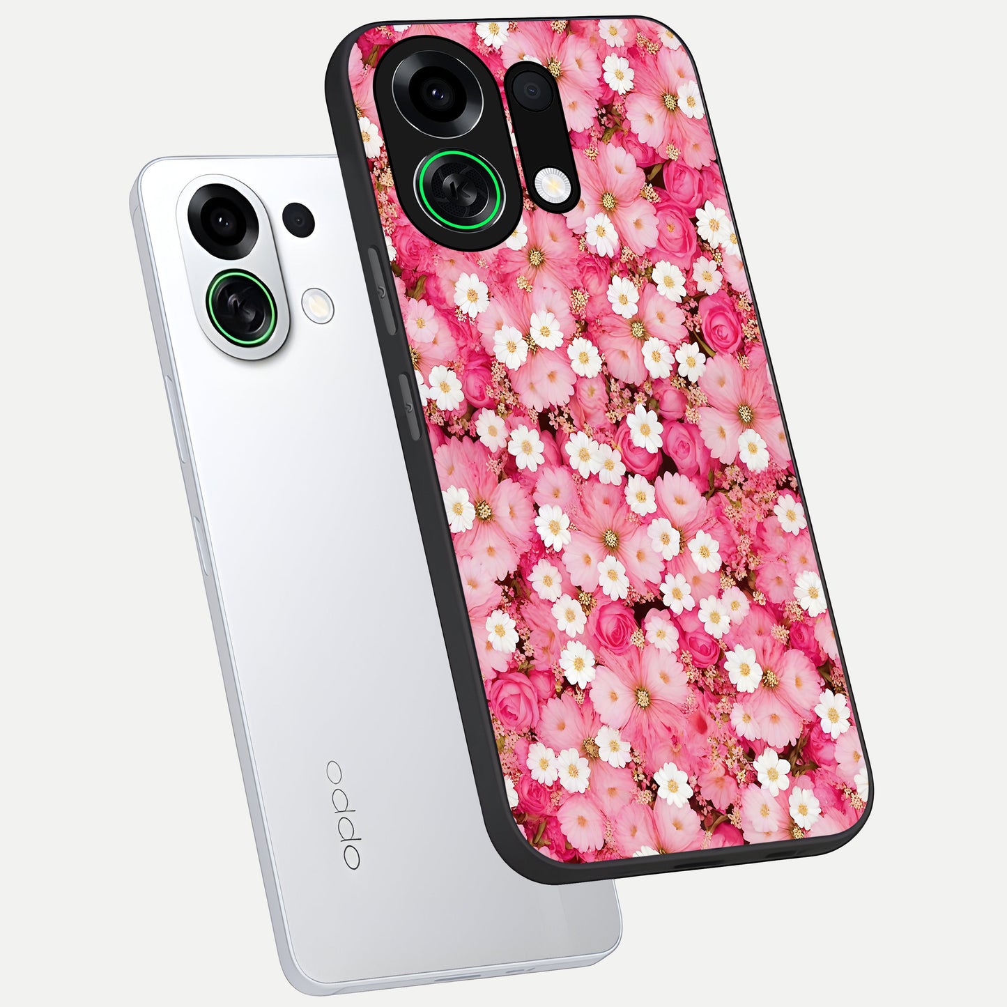  Pink Daisy Bliss phone case For Oppo K13 Turbo showing premium glass back cover with detailed artwork