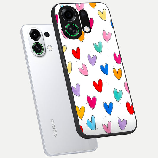  Playful Love Doodles phone case For Oppo K13 Turbo showing premium glass back cover with detailed artwork