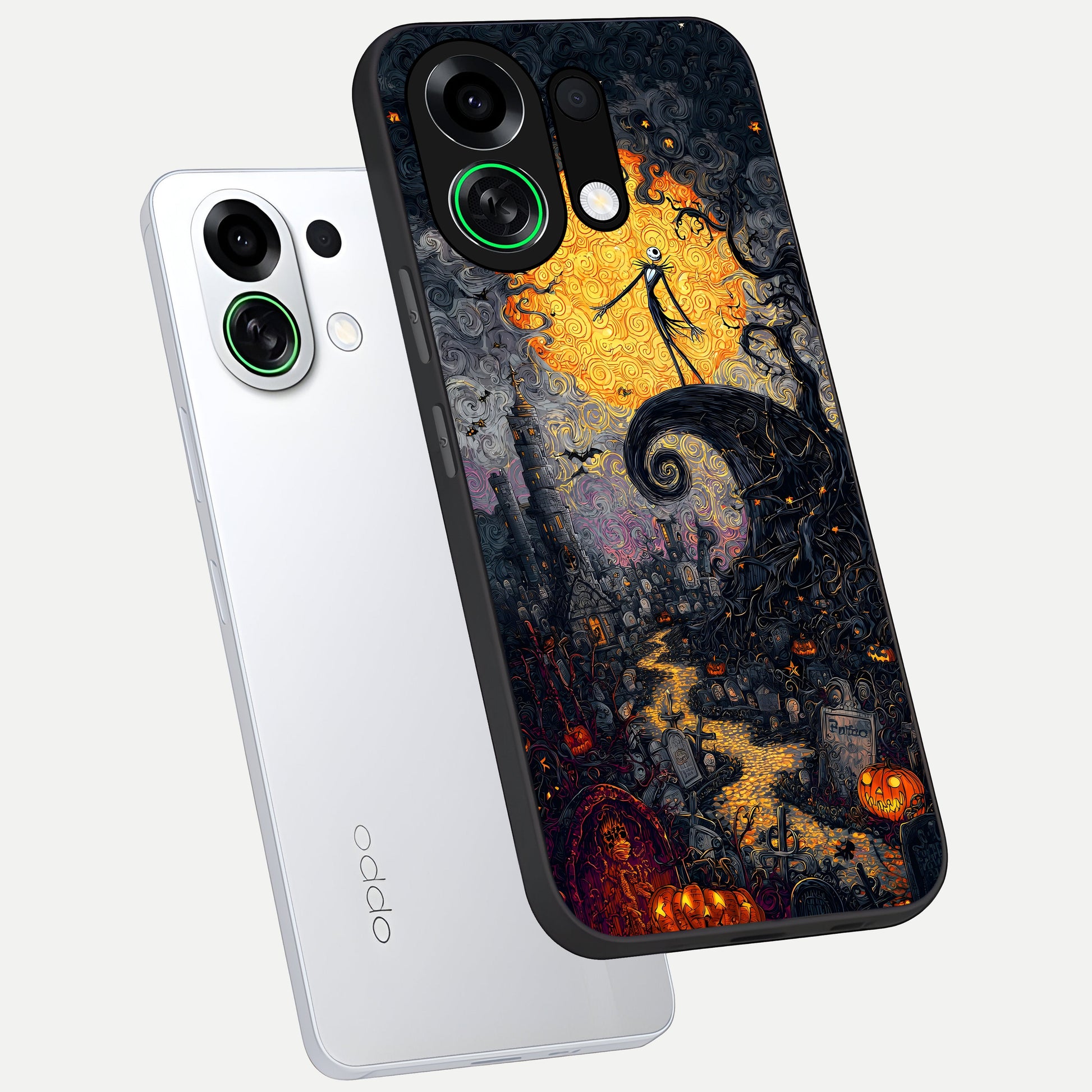  Pumpkin Moon Night phone case For Oppo K13 Turbo showing premium glass back cover with detailed artwork