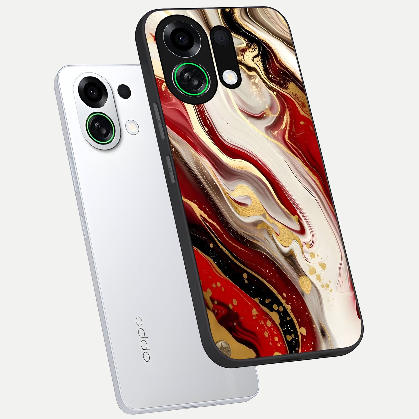  Red And White Marble phone case For Oppo K13 Turbo showing premium glass back cover with detailed artwork