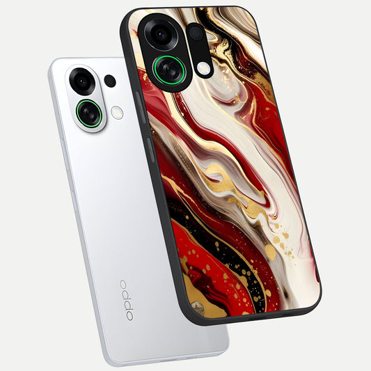  Red And White Marble phone case For Oppo K13 Turbo showing premium glass back cover with detailed artwork