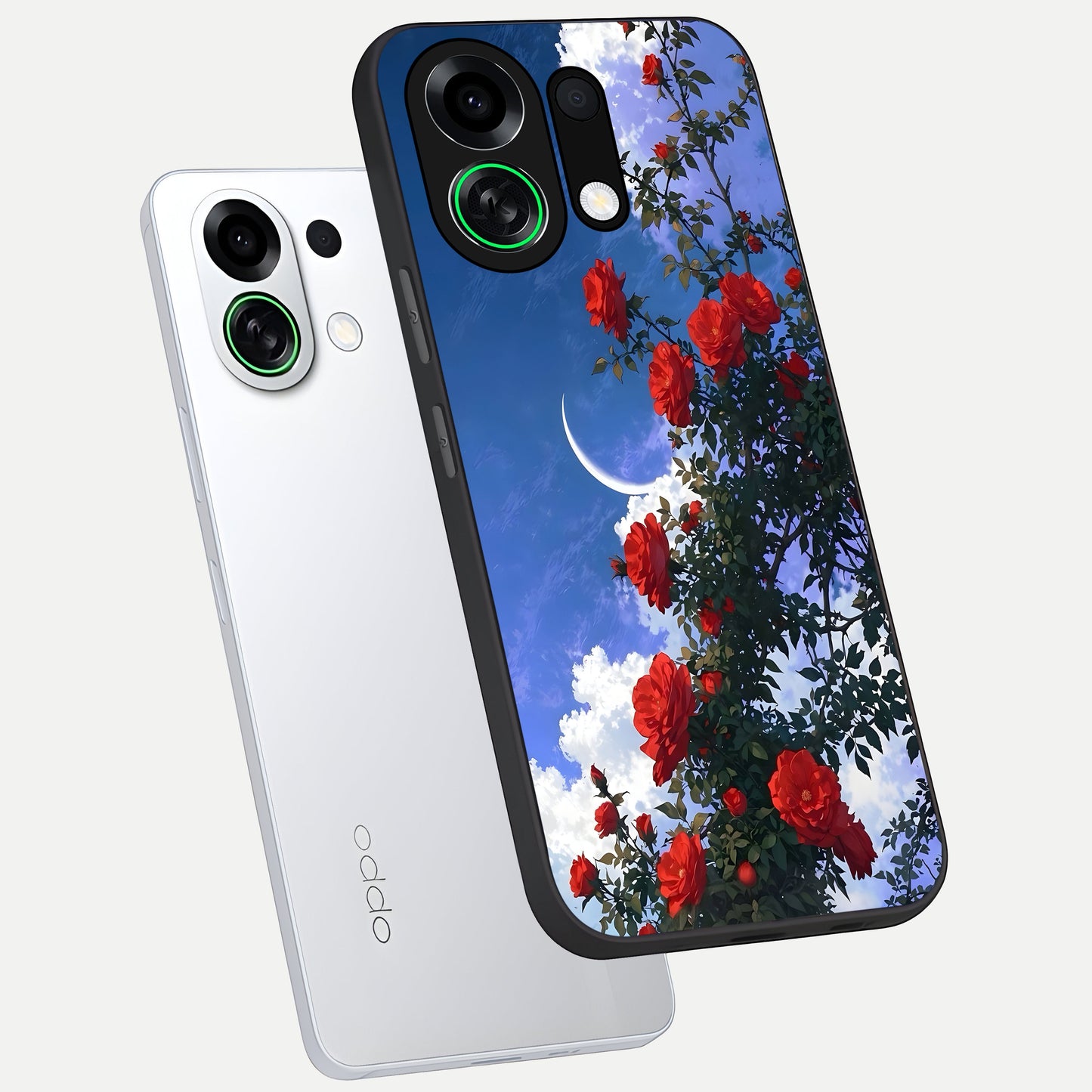  Rose Drift Flowers phone case For Oppo K13 Turbo showing premium glass back cover with detailed artwork