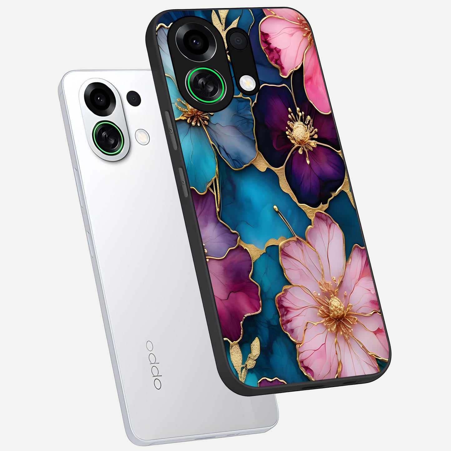  Sparkle Floral phone case For Oppo K13 Turbo showing premium glass back cover with detailed artwork