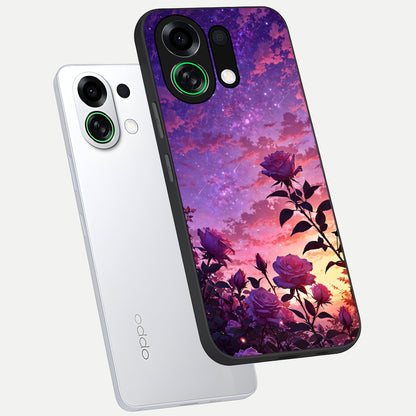  Starlit Rose Twilight phone case For Oppo K13 Turbo showing premium glass back cover with detailed artwork