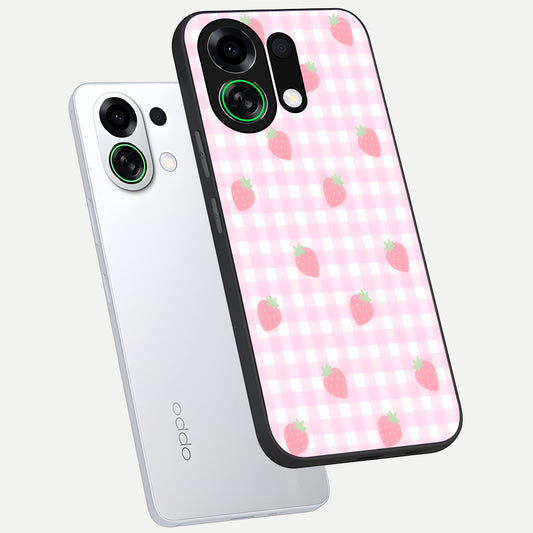  Strawberry Picnic Love phone case For Oppo K13 Turbo showing premium glass back cover with detailed artwork
