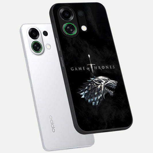  Throne Wolf Legacy phone case For Oppo K13 Turbo showing premium glass back cover with detailed artwork