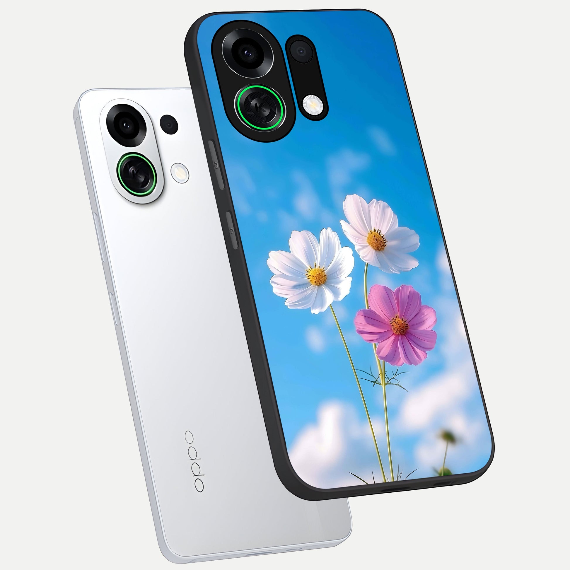  Tripple Flowers With Sky phone case For Oppo K13 Turbo showing premium glass back cover with detailed artwork