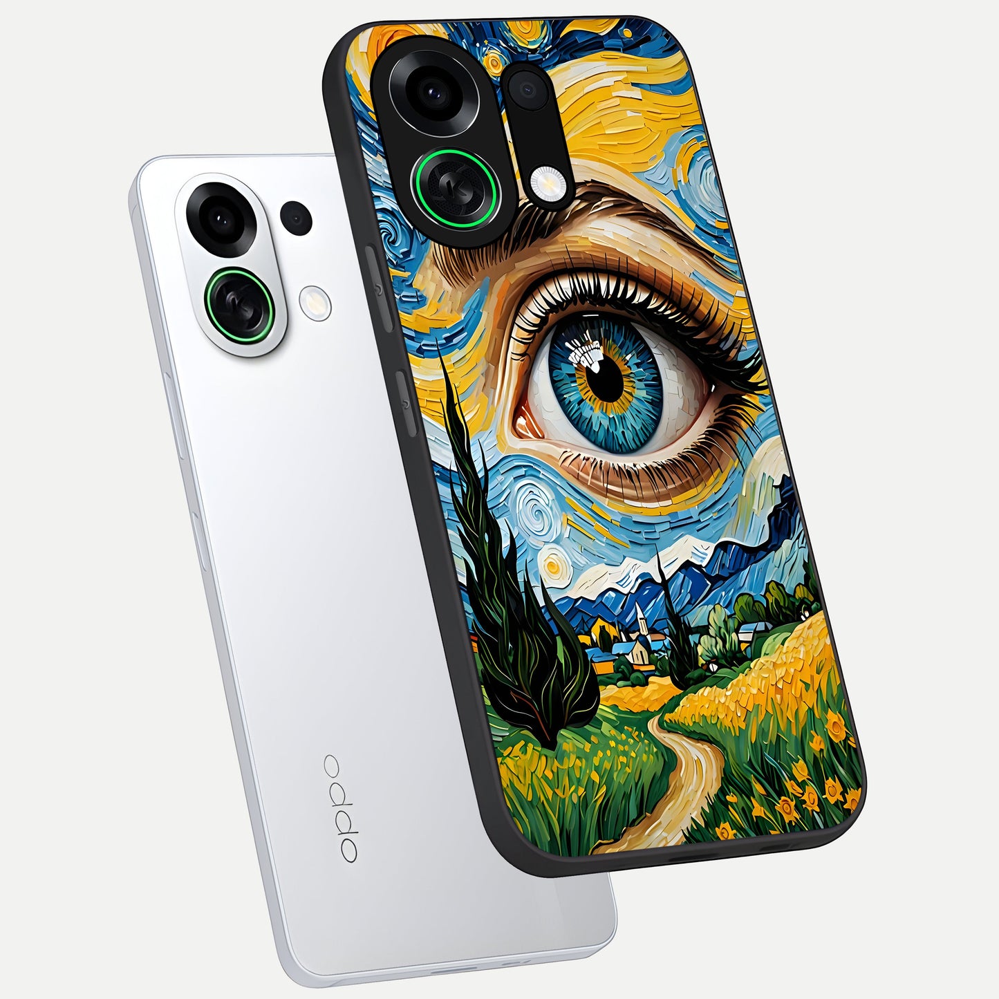  Van Gogh Eye phone case For Oppo K13 Turbo showing premium glass back cover with detailed artwork