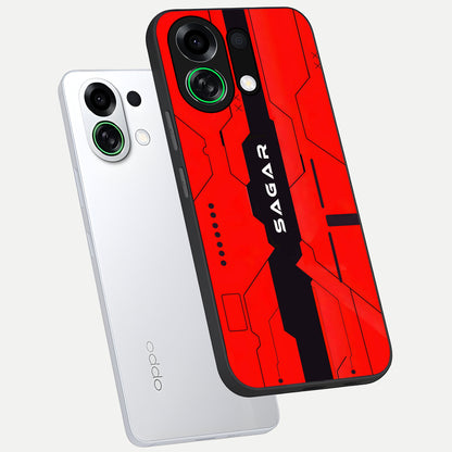  Voltage Rise CYBERPUNK Custom Name phone case For Oppo K13 Turbo showing premium custom name glass back cover