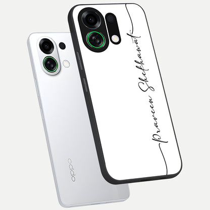  White Tune Custom Name phone case For Oppo K13 Turbo showing premium custom name glass back cover