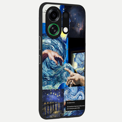  Aesthetic Vando Hands back cover For Oppo K13 Turbo slim fit glass case with vibrant aesthetic design
