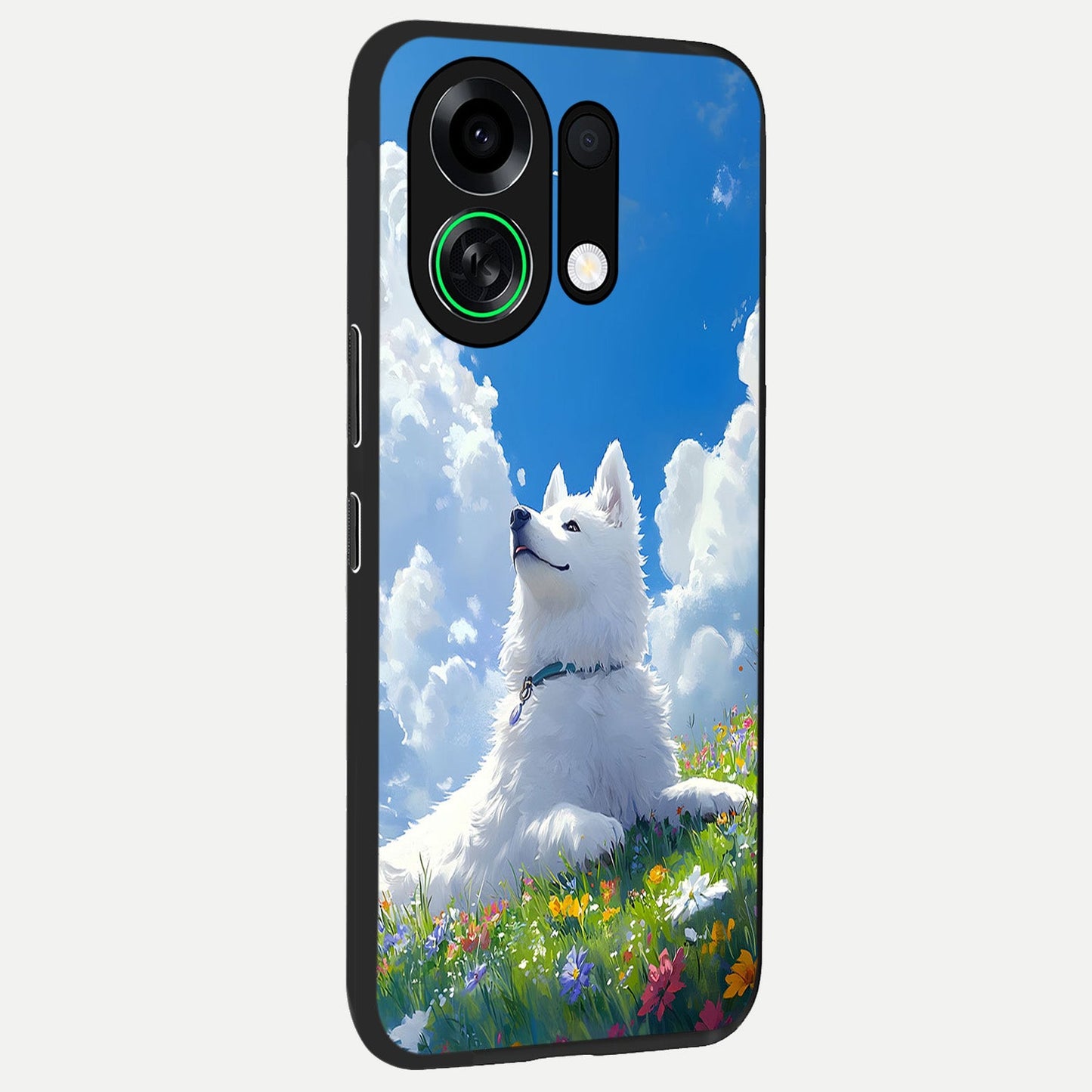  Blissful Cloud Pup back cover For Oppo K13 Turbo slim fit glass case with vibrant aesthetic design
