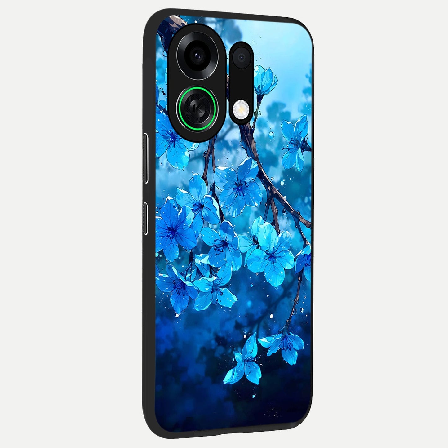  Blue Blossoms Branch back cover For Oppo K13 Turbo slim fit glass case with vibrant aesthetic design