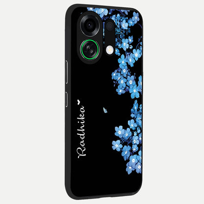  Blue Petal Dream Custom Name back cover For Oppo K13 Turbo slim fit glass case with vibrant aesthetic design